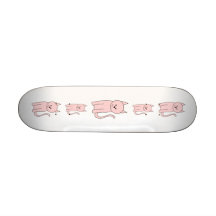 Bande dessinée rose de chat skateboards personnalisés