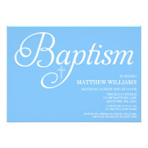 Baptême bleu doux de manuscrit invitations personnalisées
