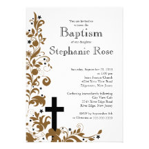 Baptême croisé moderne de fleur de Brown, invitati