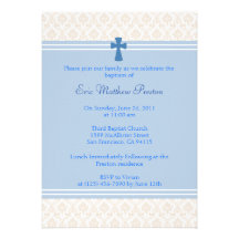 Baptême de damassé/invitation bleus de baptême