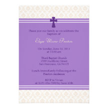 Baptême de damassé/invitation pourpres de baptême