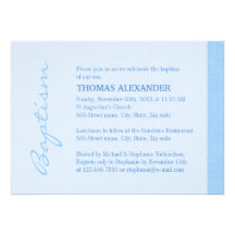 Baptême simple de rayure bleue invitations personnalisées
