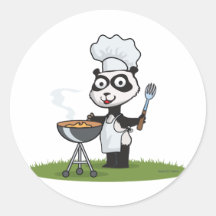 Barbecue d'ours panda adhésifs ronds