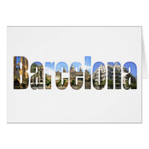 Barcelona met toeristenaantrekkelijkheden in briev kaarten