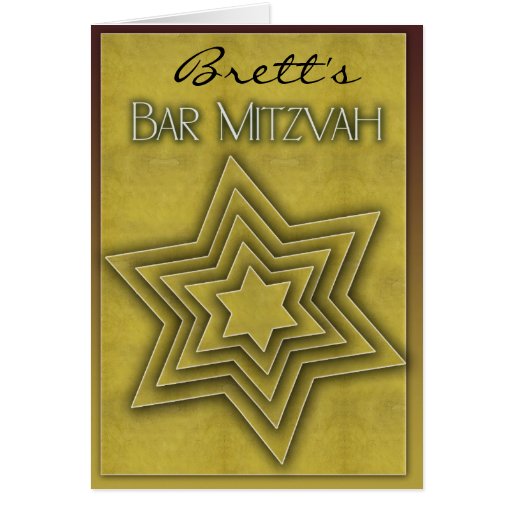 Barre d'or Mitzvah/étoile de David Carte De Vœux