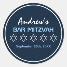 Barre Mitzvah de motif d'étoile de David Adhésifs Ronds