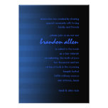 Barre rayure horizontale bleue et noire de Mitzvah Faire-parts