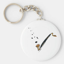 Bas Klarinet met muzieknota's Sleutelhanger