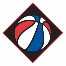 basket-ball blanc et bleu rouge découpage en acrylique