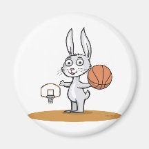 Basket-ball de lapin aimants pour réfrigérateur