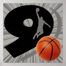Basket-ball et joueur du numéro neuf affiche