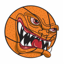basket-ball moyen fâché découpage en acrylique