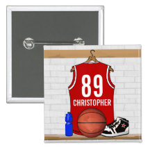 Basket-ball rouge personnalisé Jersey Badges