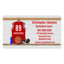 Basket-ball rouge personnalisé Jersey Modèle De Carte De Visite
