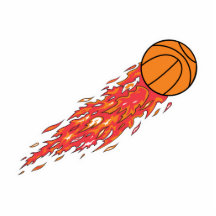 basket-ball sur le feu photo en relief