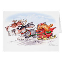 Bassets van Kerstmis Wenskaarten