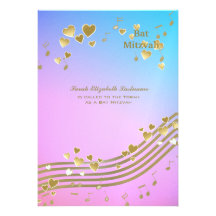 Bat mitzvah de chansons d'amour cartons d'invitation