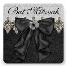 Bat mitzvah noir argenté de damassé bristol