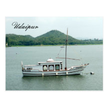 bateau de lac d'udaipur carte postale