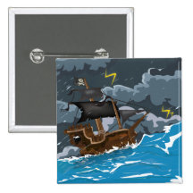 Bateau de pirate dans la tempête badges