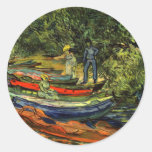 Bateaux d'aviron de Vincent van Gogh Autocollants Ronds