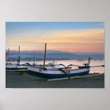 bateaux de matin de Bali Indonésie de plage de lov Affiches