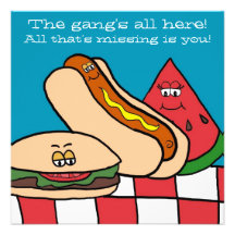 BBQ van de cartoon de Uitnodigingen van de Partij 