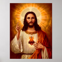 Beau coeur sacré religieux d'image de Jésus Affiche