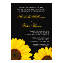 Beau faire-part de mariage jaune de tournesols