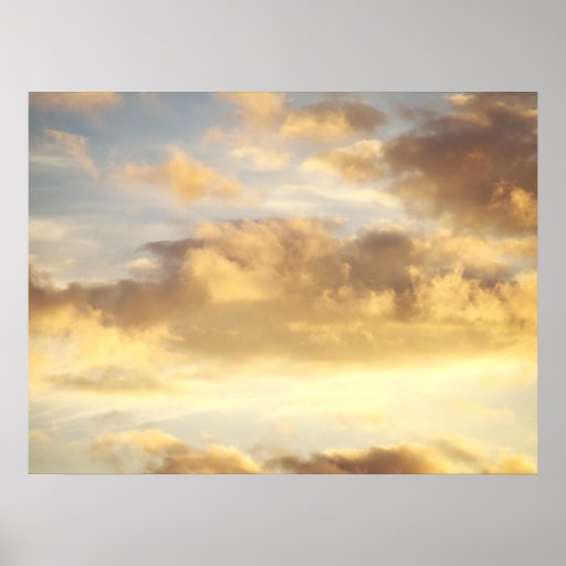 Beau nuage d'or en ciel affiche