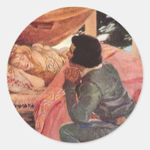 Beauté de sommeil vintage par Jessie Willcox Smith Adhésif Rond