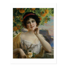 Beauté sous l'arbre orange - Émile Vernon Carte Postale