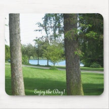 Beaux arbres verts Mousepad de parc de lac Tapis De Souris