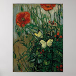 Beaux-arts de pavots et de papillons de Van Gogh ( Affiche
