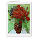 Beaux-arts rouges de pavots et de marguerites de V Carte De Vœux
