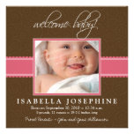 Bébé bienvenu ! Faire-part de naissance rose de ru