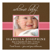 Bébé bienvenu ! Faire-part de naissance rose de ru