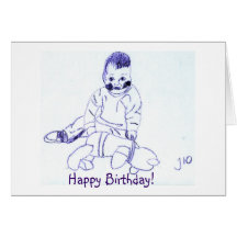 Bébé de joyeux anniversaire avec le nounours ! carte de vœux