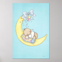 Bébé dormant sur la lune affiches