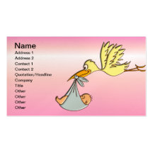 Bébé nouveau-né - une livraison de cigogne de vol modèle de carte de visite