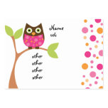 Bébé rose intelligent de hibou modèles de cartes de visite