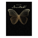 Beige d'invitation de carte postale de papillon de