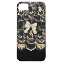 Beige & Zwarte Bergkristal, Bogen & het Geval van  iPhone 5 Hoesje