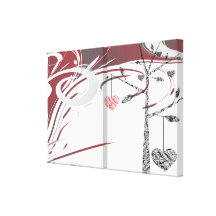 bel art de vecteur d'arbre de coeur impression sur toile
