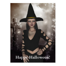 Belle carte postale de sorcière de Halloween