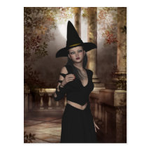 Belle carte postale de sorcière de Halloween