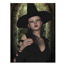 Belle carte postale de sorcière de Halloween