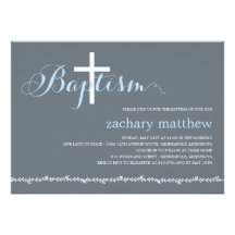 Belle invitation de baptême de frontière - bleu