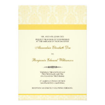 Belle invitation de mariage damassé (citron/crème)
