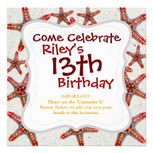 Belle vie marine rouge vibrante d'océan de sable d invitations personnalisées